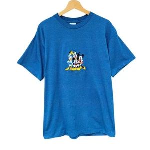 Vintage Disney Mickey & Friends Blue Striped Single Stitch T-Shirt  - Size L - Picture 1 of 6