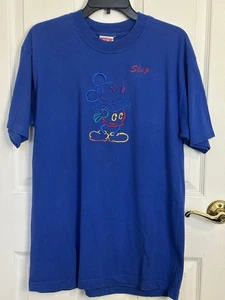 Vintage 90er Disney besticktes Mickey Mouse blaues T-Shirt Größe Large Mickey Inc - Bild 1 von 6