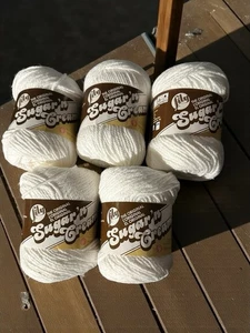 Menge 5 Sugar’n Cream Baumwollgarn 2 Unzen weiß 0001 Stricken Häkeln Geschenke Handwerk - Bild 1 von 5