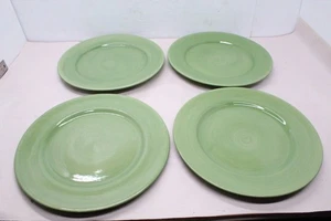Lands’ End Swirl Green Swirl 12" Speiseteller handbemalt Mexiko 4 Stück - Bild 1 von 4