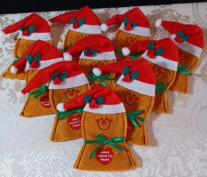 10er SET (10) FILZ WEIHNACHTEN LEBKUCHENMANN FINGERPUPPEN - Bild 1 von 2