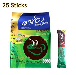 【US DDP】Khao Shong Thai Instant Coffee 3 in 1 – Espresso, Less Sugar, 25 Sticks - Picture 1 of 13