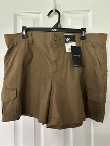 Lee Womens Comfort Waistband 5 Inch Utility Cargo Shorts Size 18 Kangaroo Brown - Picture 1 of 6