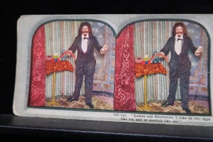 Antique Stereoview Herman Knutzen 1906 Magician Color View Rare - Picture 1 of 6