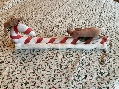 Holiday Candy Cane with Mice Shelf Sitter - Image 1 of 4