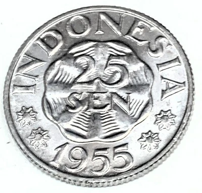# C9304     INDONESIA   COIN,     25  SEN   1955  Unc. - Image 1 of 2