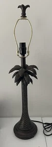 Palm Tree Table Lamp Bronze Finish Metal 28" Tall Man Cave Heavyweight Beach - Picture 1 of 8