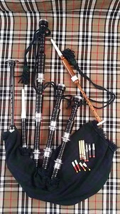 Great Highland Bagpipe Black Rosewood Silver Mounts/Scottish Bagpipes,Reed,Drone - Bild 1 von 4