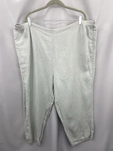 Flax Gray 100% Linen Pull On Ankle Pants size 22 - 24 or 2G - Picture 1 of 7
