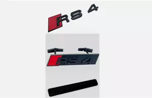 For Audi RS4 3Pcs Black Rear Emblem\RS4 Grille Emblem\Quattro Rear Logo New - Picture 1 of 1