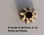 EL 5128 8 Tooth X 48 Pitch X 1/4  Press- on Pinion Gear - Slot Car