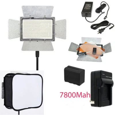 YONGNUO YN300 III LED Light 5500K PRO KIT W 2 Battery Softbox Charger AC adapter - Image 1 of 4