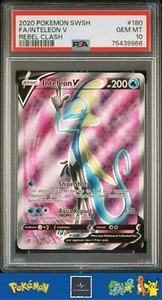 2020 Pokemon SWSH Rebel Clash 180/182 Inteleon V PSA 10 - Picture 1 of 3