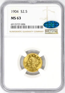 1904 $2.5 Gold Indian Head Quarter Eagle NGC MS63 CAC - Picture 1 of 2