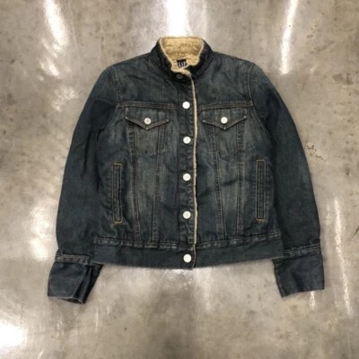 Винтажный разрыв шерпа флис с подкладкой выцветший джинсовой ткани куртка ковбой пальто мужской маленький Y2K - Изображение 1 из 4