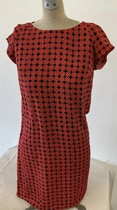 Merona Women’s Small Black And Red Print Dress Geometric Short Sleeve - Picture 1 of 8