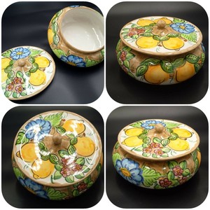 Biscottiera  "Ravello" interamente fatto a mano, in Ceramica Vietrese.