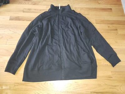 NWOT Denim D & Co Active Jacket Sz 2X SOFT Black Jersey Knit FULL Zip Pockets - Image 1 of 2