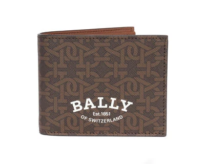 NUEVO CON ETIQUETAS CARTERA BALLY piel de becerro marrón logo lujo Suiza Foto 1 de 4