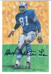 Dick Lane HOF Autographed Insc Signed Goal Line Art GLAC Postcard Lions - Picture 1 of 2