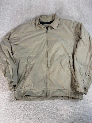 Chaqueta de bombardero IZOD para hombre cremallera completa mezcla de nailon forrada cuello beige grande Foto 1 de 4