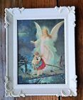 Vintage Guardian Angel With Child Print In Pittsburg Statuary Co. Frame 10"×8"