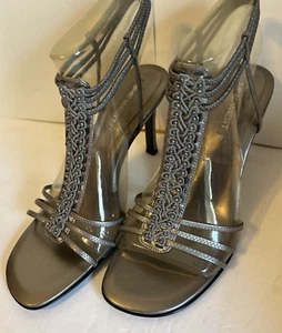New with box! Nine West Rochelle Heels 8M Womens-Grey Leather - Picture 1 of 20