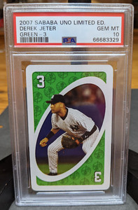 DEREK JETER - 2007 SABABA UNO CARD LIMITED ED. "GREEN 3" - PSA 10 (DE37)