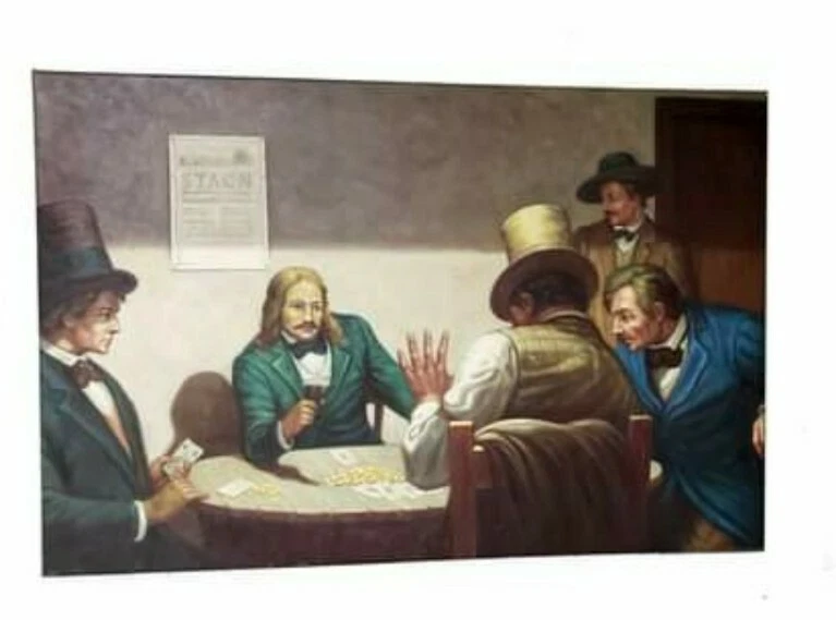 Pintura al óleo Wild Bill Hickok At Cards Foto 1 de 4