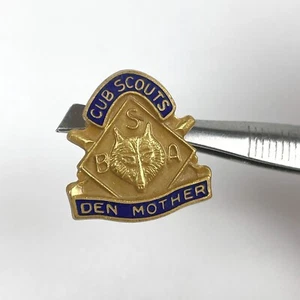 Vintage Cub Scouts Den Mutter Pin BSA Goldton blau Emaille kleine Brosche Revers - Bild 1 von 6