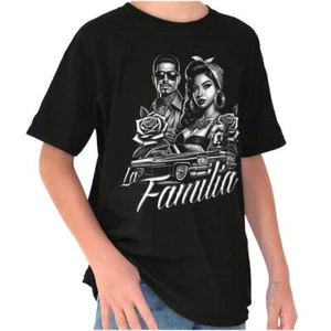 La Familia Chicana Cholo Low Rider Roses Youth Crewneck T Shirts Boy or Girl - Picture 1 of 7