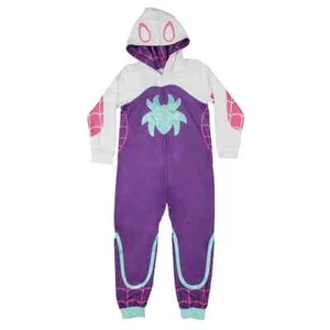 Spider Purple Pink Superhero Ghost Pajama Zip Up Jumpsuit with Hood (2T Size) - Picture 1 of 2