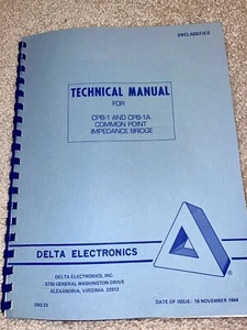 Delta Technical Manual For CPB-1 CPB 1A Common Point Impedance Bridge OIB 1 - Bild 1 von 2