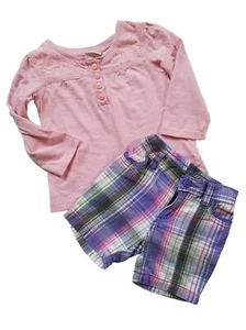 Girls Shirt Plaid Shirt Shorts Size 18 Months Childrens Place Easter - Picture 1 of 10