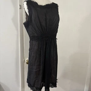 Jill Stuart Silk Sheer Black Dress Lace Trim Sz 12 Whimsigoth Fairy Sexy Purple - Picture 1 of 10