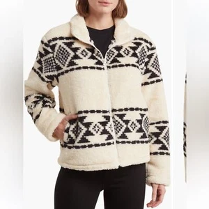 LUCKY BRAND Geo Print Kunstfell Reißverschluss Jacke Neu mit Etikett Large - Bild 1 von 11