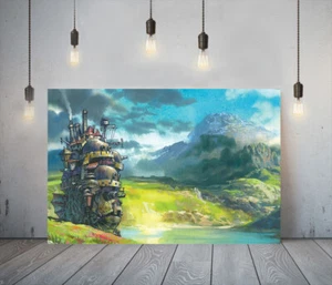 GHIBLI HOWL'S MOVING CASTLE 1 -FRAMED CANVAS WALL ART ANIME PICTURE PAPER PRINT - Picture 1 of 17
