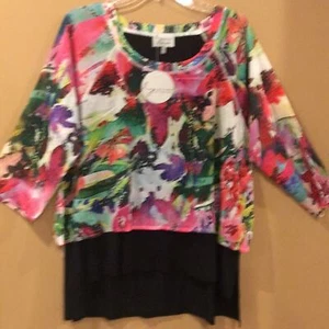 Womens 2-Layer Tunic Sheer over Black Size L Dressy - Picture 1 of 3