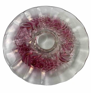 Large Indiana Glass Cranberry Pink Flash Footed Platter Cake Plate 13 1/2 Read - Picture 1 of 13