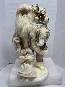 Antiguo Papá Noel Viejo Mundo Cláusula y Niña Con Regalo 17" Alto - Imagen 1 de 15