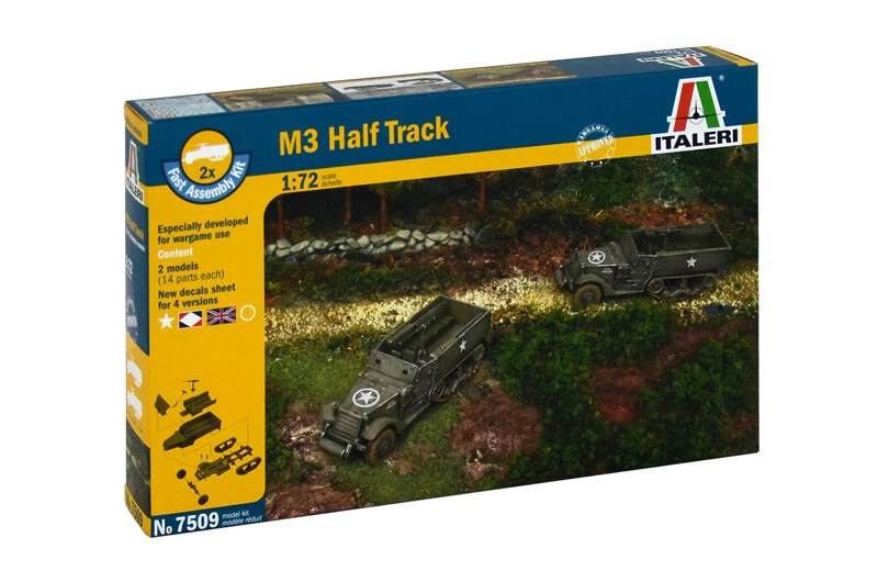 Italeri 7509 - 1/72 M3A1 HALF TRACK (Contient 2 Modèles) - Neuf - Photo 1/1