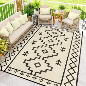 Outdoor Rug 8x10 Plastic Straw Reversible Large Floor Carpet for Camping & Patio - Picture 1 of 49