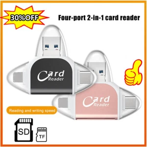 Lecteur de Carte SD TF Universel Multi-Port 4 en 1, Lecteur de Carte Mémoire USB C SD TF ❁UK - Photo 1/15