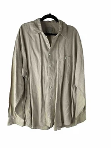 VTG 90s Eddie Bauer Mens XL Linen Long Sleeve Button Shirt Beige Beachy Travel - Picture 1 of 6