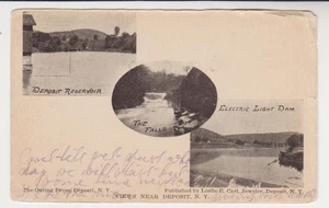 DEPOSIT, N.Y. – VIEWS of RESERVOIR – ELECTRIC LIGHT DAM - FALLS– c. 1907Postcard - Picture 1 of 2