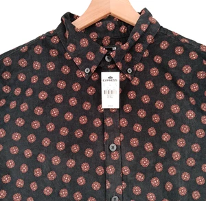 Express Shirt Mens XLT Tall Black Geometric Corduroy Long Sleeve Button Down NEW - Picture 1 of 12