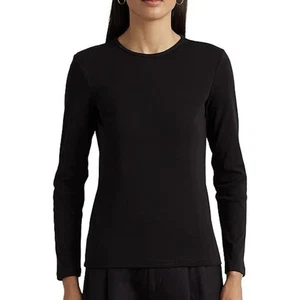 Lauren Ralph Lauren Long Sleeve Stretch T-shirt Medium Black Slim Fit NWT - Picture 1 of 11