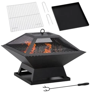 Bandeja de fuego con protección contra chispas rejilla de barbacoa cesta de fuego chimenea para camping barbacoa - Imagen 1 de 10