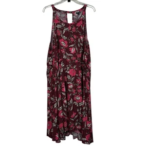 Torrid lila/rosa Blumen hochgeschlossen Fit & Flare Kleid Plus Größe 4X Taschen XXXXL - Bild 1 von 7