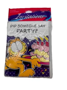 8 Vintage Garfield Katze Party Einladungen Umschläge Fabrikversiegelt - Bild 1 von 8